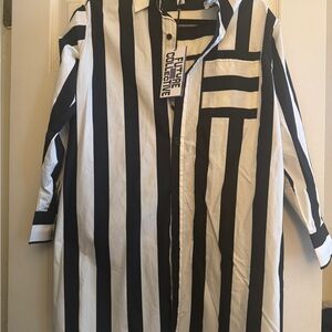 Future Collective Black and White Striped Dress
